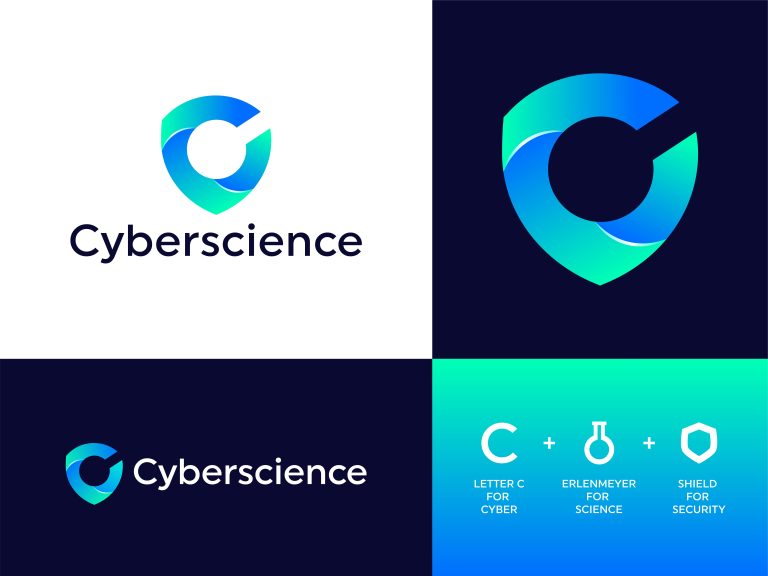 Cyberscience Logo Concept Combination Mark Logo Shield logo